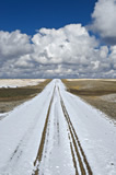 Road covered with first snow, near Aneroid 