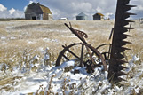 Old farm equipment and barn, near Hazenmore