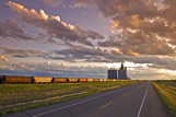 Road and grain elevator near Carievale