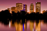 Evening, Red River, Winnipeg skyline