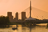 Tour boat and Winnipeg skyline